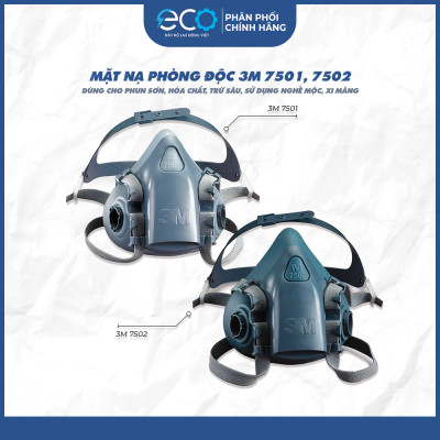 Mặt nạ phòng độc 3M 7501/7502 | Phun xịt hoá chất, phun sơn, nghề mộc, trừ sâu (Chưa bao gồm Phin Lọc)
