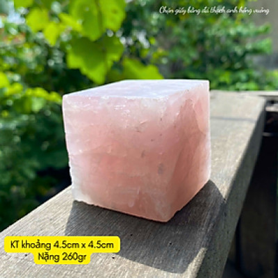 Chặn giấy bằng đá thạch anh hồng vuông NHASAN Trấn trạch bàn làm việc, thu hút vận may - KT: 260gr-370gr (4.5cm, 5cm)