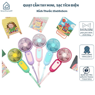 Quạt Mini Cầm Tay Sạc Tích Điện – Dễ Dàng Sử Dụng, Thiết Kế Nhỏ Gọn - HÀNG CHÍNH HÃNG MINIIN