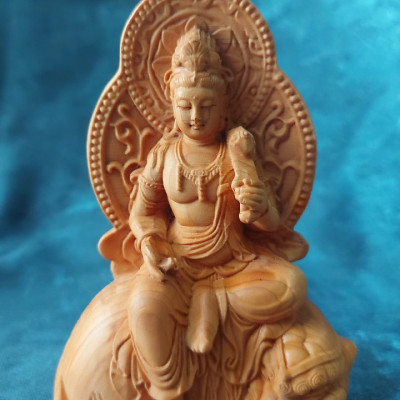 Tượng Phật Phổ Hiền Bồ Tát cưỡi voi bằng gỗ Bách Nhai - V660