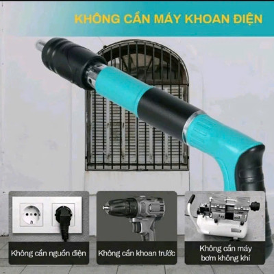 Súng Bắn Đinh Siêu Mạnh Kèm 100 Đinh Bản – Bắn Xuyên Bê Tông, Sắt Thép, Êm, Chắc, Đều