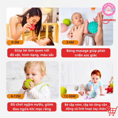 Đồ Chơi Giáo Dục Sớm 6 Bóng Gai Cho Bé - HUANGER HE0207 Textured Balls (Từ 6 Tháng Tuổi)