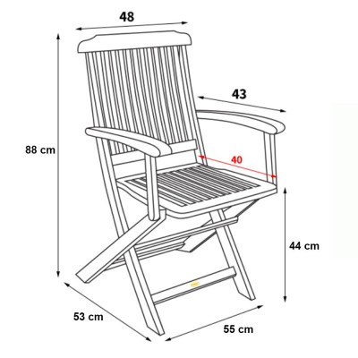 Ghế  Xếp Pongkar Có Tay IBIE NC2003 (53 x 55 x 88 cm) - Nâu