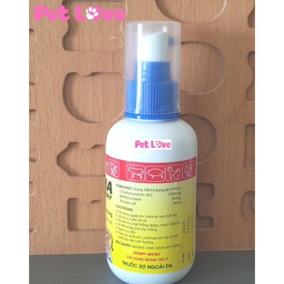 Derma Spray xịt vết thương ngoài da trên chó mèo