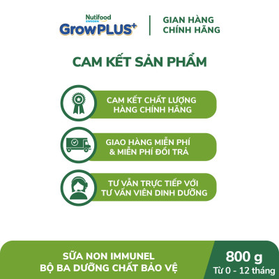 Sữa Bột Nutifood Sweden GrowPLUS+ Sữa Non Immunel từ 0 - 12 tháng lon 800g