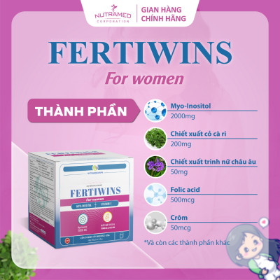 Fertiwins For Women giúp bổ sung Myo-inositol, vitamin và khoáng chất cần thiết cho phụ nữ thả bầu (30 gói) - Nutramed