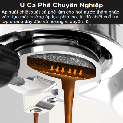 Máy pha cà phê Espresso bán tự động Espresso, Latte, Cappuccino thương hiệu Mỹ cao cấp HiBREW H13A - Hàng Nhập Khẩu
