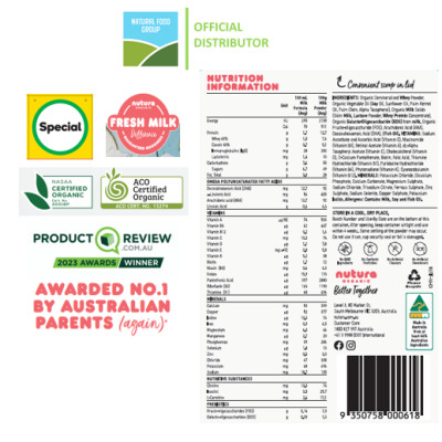 Sữa công thức Hữu cơ Nutura Organic số 1