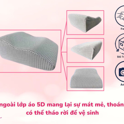 Gối Chống Giãn Tĩnh Mạch Kê Cao Chân Giúp Giảm Tê Buốt, Phù Nề Chân Và Vọp Bẻ - Vải Lưới 5D Thoáng Mát