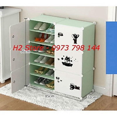 TỦ NHỰA ĐỰNG GIÀY DÉP KIỂU MỚI 12 Ô (chia ô) CỬA CÚN ĐEN