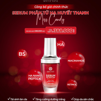 Serum Phân Tử HA Huyết Thanh MISS CANDY 30ml Giúp Cấp Ẩm Chuyên Sâu, Tăng Sinh Collagen, Tăng Cường Dưỡng Trắng, Tái Sinh Làn Da, Chống Lão Hóa Da _  PHỤNG BEAUTY