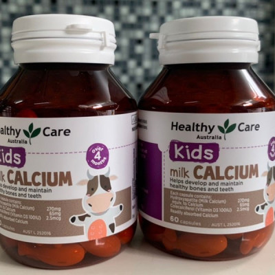 Viên uống Milk Calcium Healthy Care Bổ Sung Canxi Cho Trẻ Trên 4 Tháng Tuổi, 60 viên -  Hỗ Trợ Phát Triển Xương và Răng Giúp Cao Lớn và Khỏe Mạnh