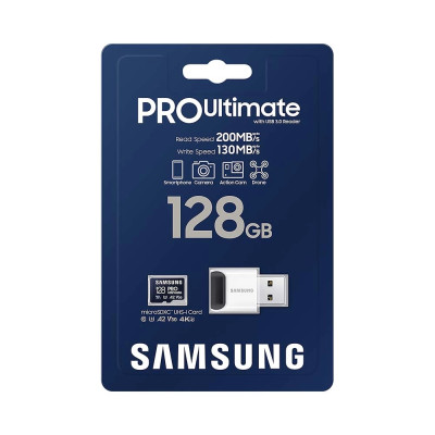 Thẻ nhớ Samsung PRO Ultimate microSDXC UHS-I; Tốc độ đọc/ghi 200MB/s - 130MB/s; tương thích mọi thiết bị Hàng chính hãng