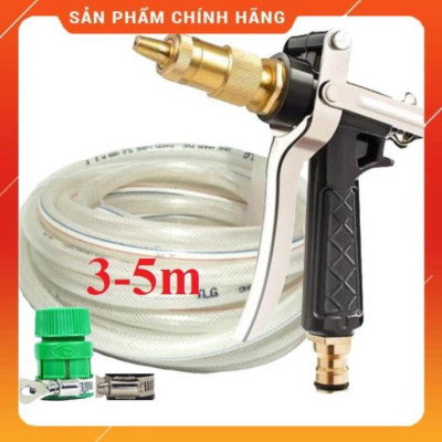 ️ Bộ dây vòi xịt nước rửa xe, tưới cây , tăng áp 3 lần, loại 3m, 5m 206236Dđầu đồng, đai+ túi đựng bút