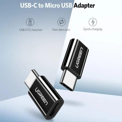 Ugreen UG30391US157TK Màu Đen Đầu chuyển đổi TYPE C sang MICRO USB vỏ nhựa ABS - HÀNG CHÍNH HÃNG