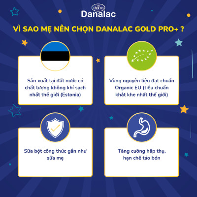 Sữa Bột Danalac Gold Pro+ Số 2 Cho Bé 6- 12 Tháng Tiêu Chuẩn Organic EU