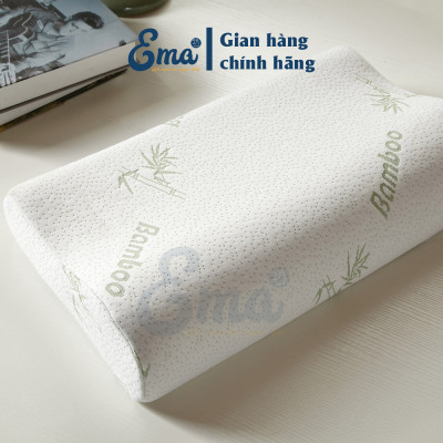 Gối ngủ cao su non vỏ sợi tre kháng khuẩn EMA - Phong cách Nhật Bản - Chống đau mỏi cổ vai gáy, ngủ ngáy