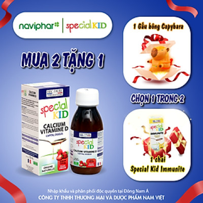 TPBVSK Special Kid Calcium Vitamin D - Bổ sung Canxi và Vitamin D giúp xương, răng chắc khỏe - Giúp con cao lớn hơn (125ml) [Siro – Nhập khẩu Pháp]