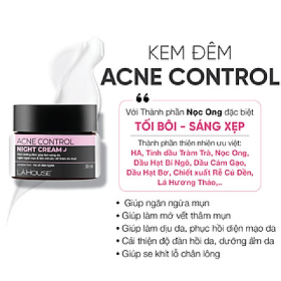 Kem dưỡng đêm dành cho da mụn, giảm thâm mụn, mờ sẹo, sáng da Lá House Acne Control Night Cream 10ml/30ml