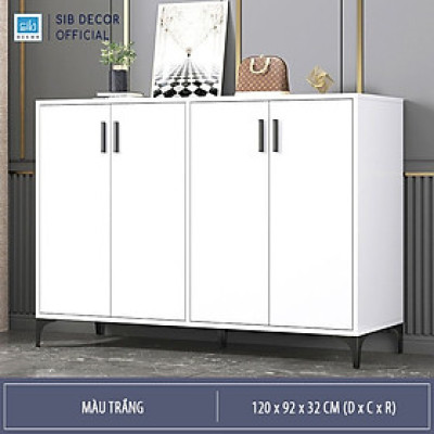 Tủ Giày Dép Gỗ 4 Cánh Kèm Chân Sắt Đơn Giản Mà Đẹp Thương Hiệu SIB Decor TG31