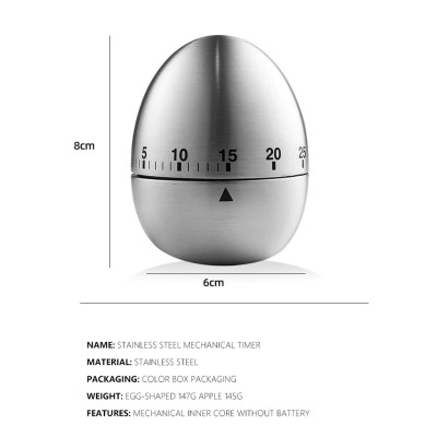 Đồng Hồ Pomodoro Hẹn Giờ 60 Phút Kim Loại QUẢ TRỨNG