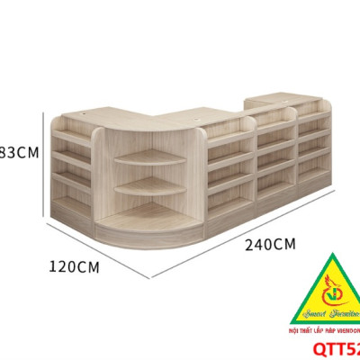 Quầy tính tiền, Bàn thu ngân cho cửa hàng tiện lợi, siêu thị mini, shop QTT520 - Nội thất lắp ráp Viễn Đông ADV