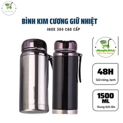 BÌNH GIỮ NHIỆT INOX KIM CƯƠNG HÀNG CHUẨN ĐỦ DUNG TÍCH - giao mầu ngẫu nhiên