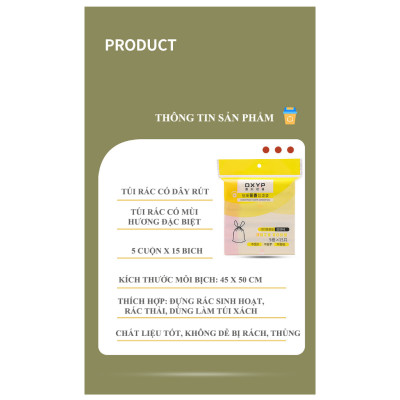 Túi Đựng Rác Sinh Học Tự Hủy Combo 3 Bịch Có Dây Rút Bảo Vệ Môi Trường