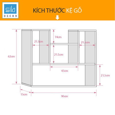 Bộ 2 Kệ Sách Gỗ Trang Trí Treo Tường Chữ L và Chữ U SIB DECOR KT812