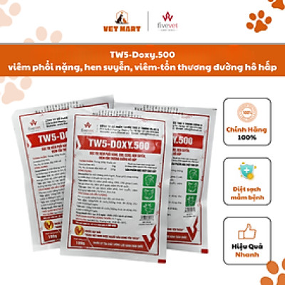 TW5-Doxy.500 dung cho  viêm phổi nặng, CRD, CCRD, hen suyễn, viêm, tổn thương đường hô hấp