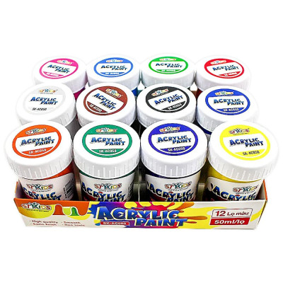 Vỉ 12 Màu Acrylic 50 ml - Stakids SK_AC050