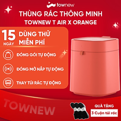 Thùng Rác Thông Minh TOWNEW T AIR X (ORANGE) - Tự động đóng gói và thay túi rác - Bản Quốc Tế _ Hàng Chính Hãng