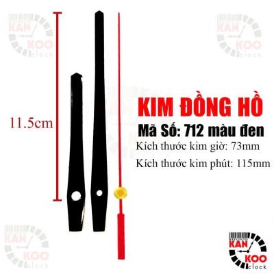 Kim đồng hồ treo tường nhôm Kankoo Clock mã số K1504 màu đen, kim phút dài 11.5cm phù họp cho đồng hồ từ 25cm-35cm