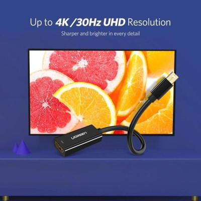 Ugreen UG40360MD112TK 25CM màu Đen Cáp chuyển đổi Mini DP sang HDMI hỗ trợ phân giải 4K x 2K - HÀNG CHÍNH HÃNG