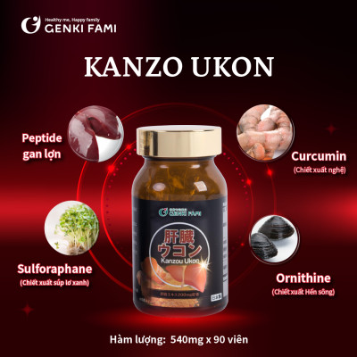 Viên Uống Thải Độc, Mát Gan, Giúp Giảm Căng Thẳng Mệt Mỏi Kanzo Ukon Genki Fami Nhật Bản