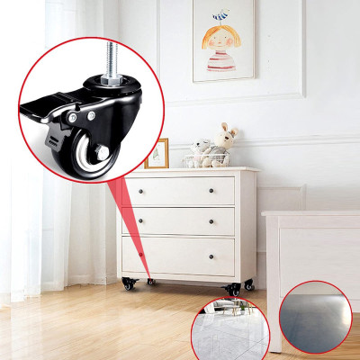 Bánh Xe Đen Đầu Vít Xoay 360 Có Khóa, Hàng Chất Lượng ANKAN, Lắp Xe Đẩy Hàng, Tủ, Bàn Ghế