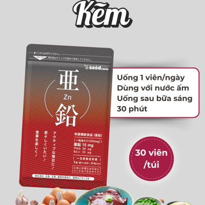 Viên Uống Bổ Sung Kẽm Hỗ Trợ Tăng Cường Sinh Lý, Giúp Tóc Chắc Khỏe, Giảm Gãy Rụng, Đẹp Da Seedcoms Nhật Bản