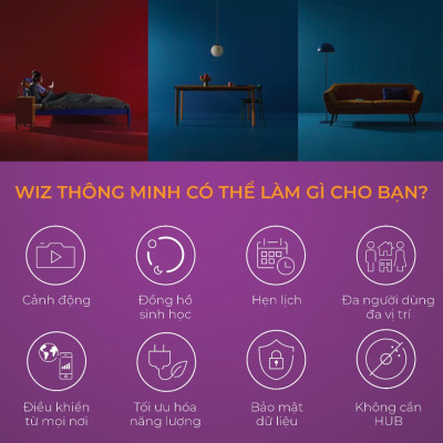Combo 4 đèn LED âm trần thông minh WiZ Downlight Full Color 16 triệu màu Wifi & Matter, Hàng Chính Hãng, Bảo hành 1 Năm