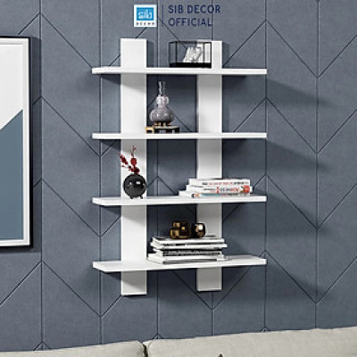 Kệ Gỗ Treo Tường 4 Tầng Để Sách Vở, Tranh Ảnh Và Các Vật Dụng Trang Trí SIB Decor KT504
