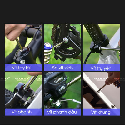 Lục giác sửa chữa xe đạp T-25 11 in 1, bao gồm các dụng cụ đủ loại như đinh vít, lục giác, cắt xích và nạy lốp - Mai Lee