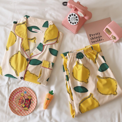 Bộ Pijama Nữ Bộ Ngủ Mặc Nhà Nữ Dài Tay Thu Đông Họa Tiết Bánh Bèo Sợi Tơ Sữa Mềm Mịn