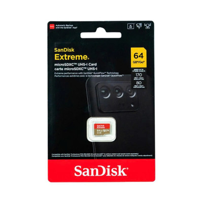 Thẻ Nhớ MicroSDXC SanDisk Extreme V30 A2 64GB 170MB/s SDSQXAH-064G-GN6MN - Hàng Chính Hãng 