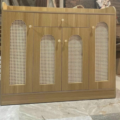 Tủ giày phối mây 4 cánh 1m2 Tundo cửa vòm hiện đại 