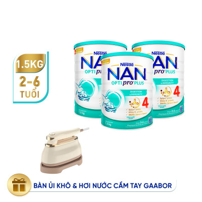 Bộ 3 lon Sữa bột NAN OPTIPRO PLUS 4 Nestle Bé 2-6 tuổi 1500g/lon Giúp tiêu hóa tốt