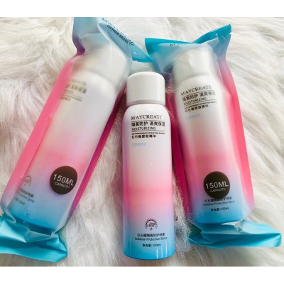 Sản phẩm dụng cụ  trang điểm làm đẹp sức khỏe -Xịt chống nắng , chống tia UV chai 150ml , bảo vệ cho cả mặt và toàn thân , giữ ẩm da ,chống thấm nước ,không nhờn ,bết dính không tắc nghẽn lỗ chân lông ,phù hợp với mọi loại da 