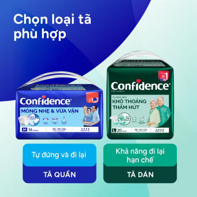 Combo 2 Tã dán người lớn Confidence Classic Day khô thoáng thấm hút size M/L gói 20+3 miếng