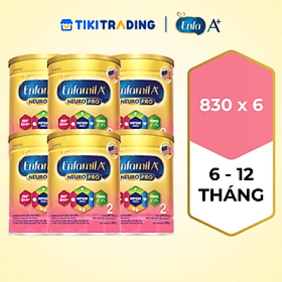 Combo 6 lon sữa bột Enfamil A+ NeuroPro 2 với 2’-FL HMO cho trẻ từ 6 –12  tháng tuổi– 830g