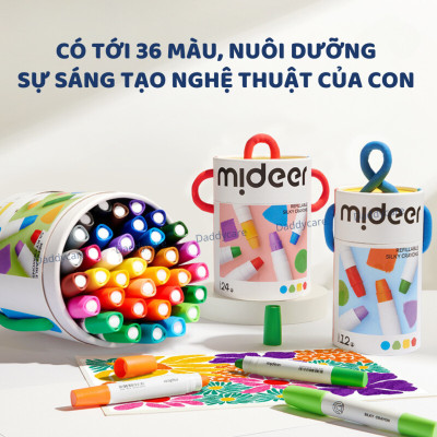 Bút màu sáp hữu cơ Mideer Silky Crayon kèm quai xách cho bé 12-24-36 màu