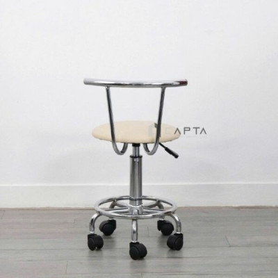 Ghế kỹ thuật viên có nệm CB2307-2P Nội thất Capta Ghế bar ghế tư vấn lưng tựa sắt mạ chrome bóng chân thép mạ có bánh xe 