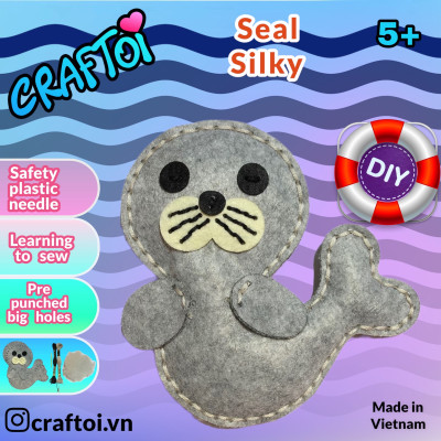 KIM NHỰA Bộ Thủ Công Trẻ Tự Làm Thú Bông 5+ SEAL SILKY Craftoi Felt Sewing toy prepunched holes plastic needle